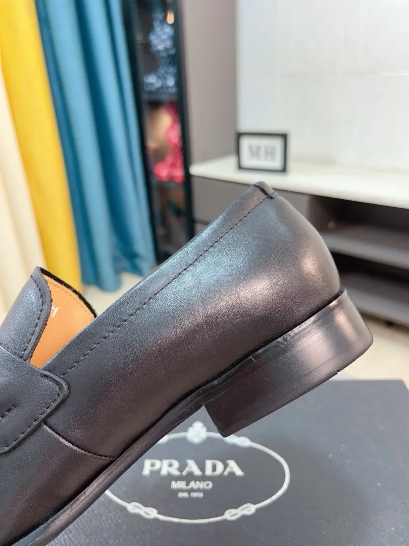 Men's shoes 💰540🌹🌹【PRADA Leather Shoes】Top purchasing agency Original imported Italian custom-made open-edge beaded cowhide leather surface, fully imported water-dyed breathable cowhide lining, original factory special molded sole super comfortable, size: 38-44